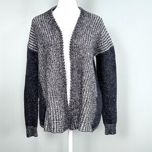 Gap Wool Open Cardigan Sweater Womens XS Black Gray Heavyweight Minimalist